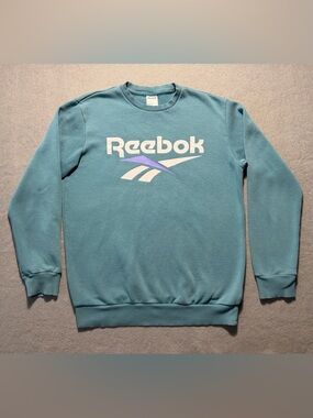 Reebok Classic Logo Pullover Sweatshirt Medium Blue Crewneck Athletic